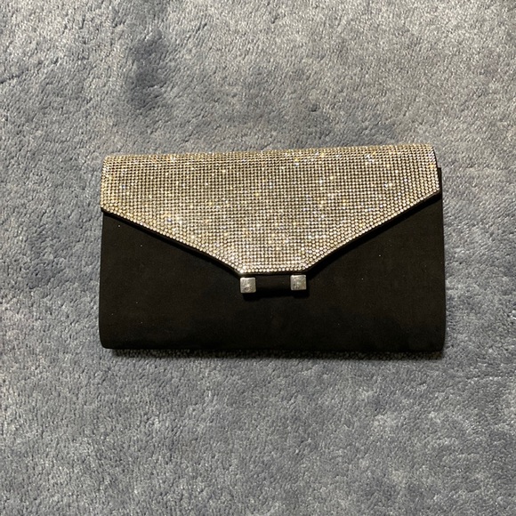 Nina Black Clutch with Jewels and Optional Strap - Picture 1 of 6